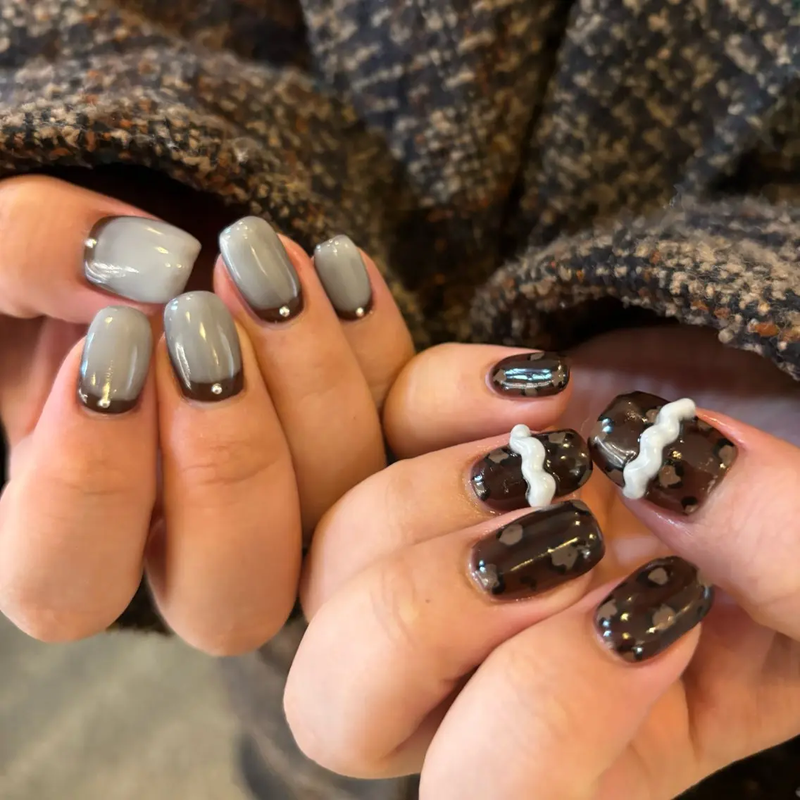ネイル アニマル柄 ガーリー ハンドネイル N° nail_ fuyukaのネイルデザイン