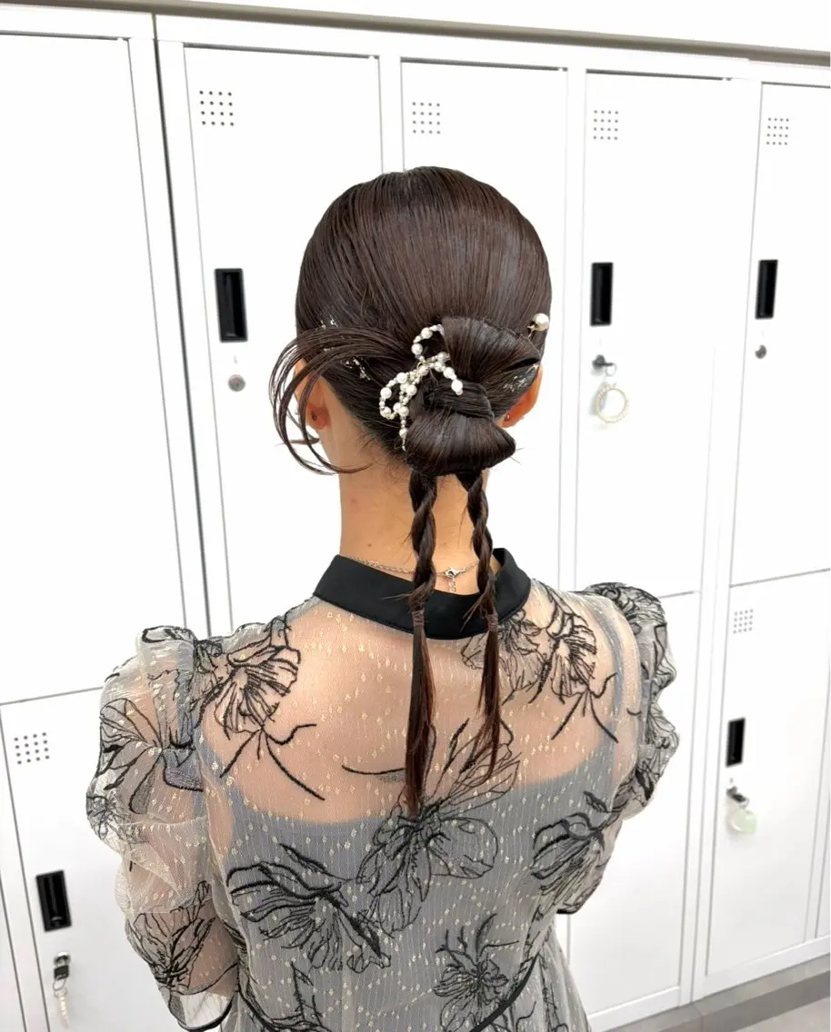 セミロング ヘアアレンジ エクステ🤎うる艶 カラー┆横浜みいなのヘアスタイル