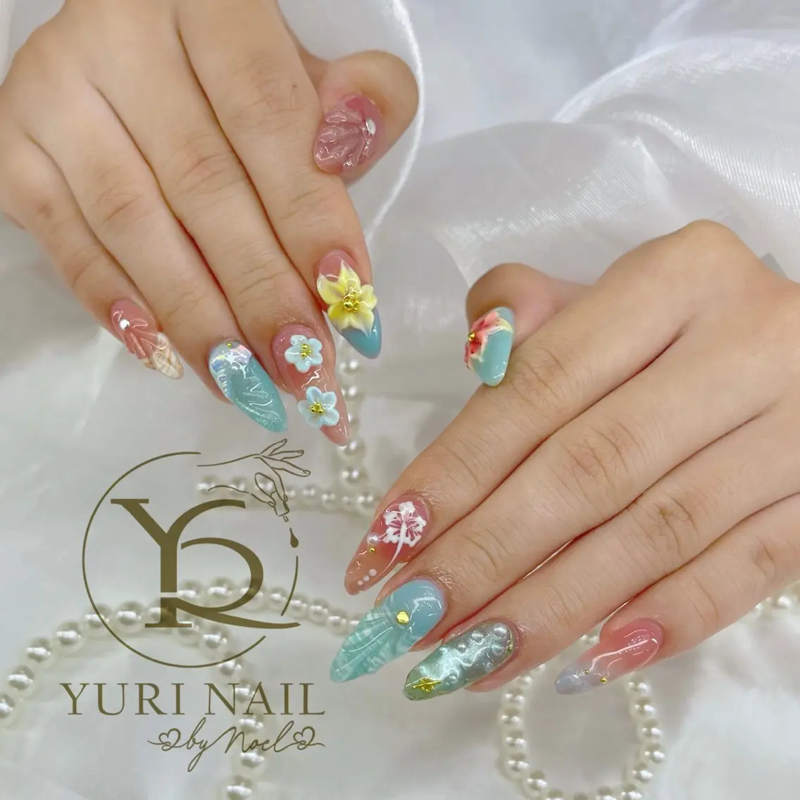 ネイル チークネイル フットネイル フレンチネイル グラデーション キラキラネイル ハンドネイル フットネイル ハンドケア YURI Nail Funabashiのネイルデザイン