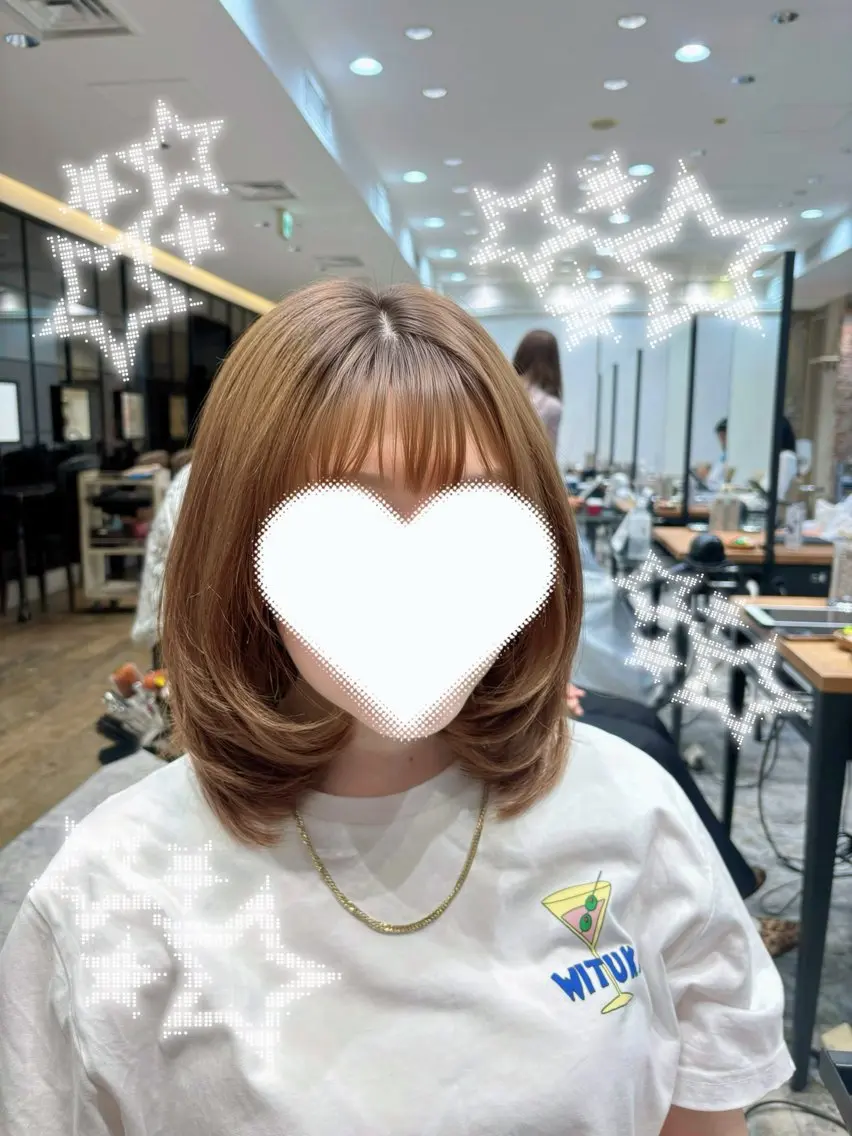 ミディアム カット ヘアカラー トリートメント レイヤーカット/艶 カラー/直井優花のヘアスタイル