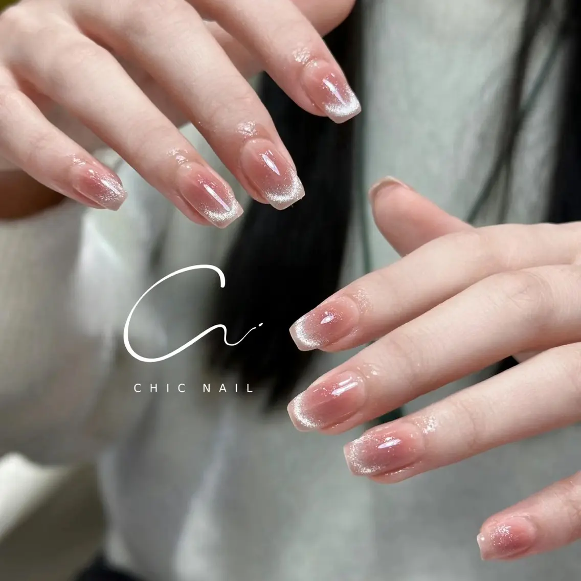 💥季節人気オススメ🔥★HAND💎マグネットグラデーションフレンチ✨ベースカラー付け『チーク変更可』の写真