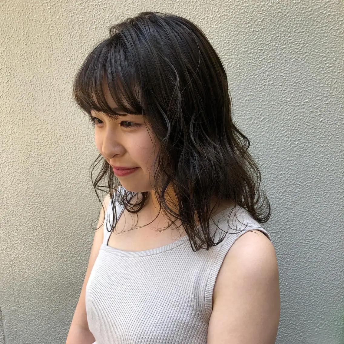 ミディアム カラー ブリーチ グレージュ ヘアカラー ツキノキ　ミナ 8月から西梅田店のヘアスタイル
