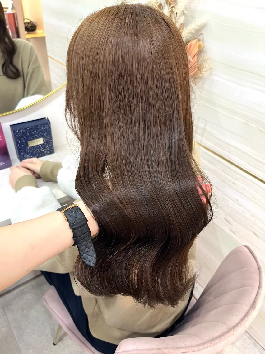 セミロング カラー あみ/暗髪オリ ーブ特化🍃髪質改善のヘアスタイル