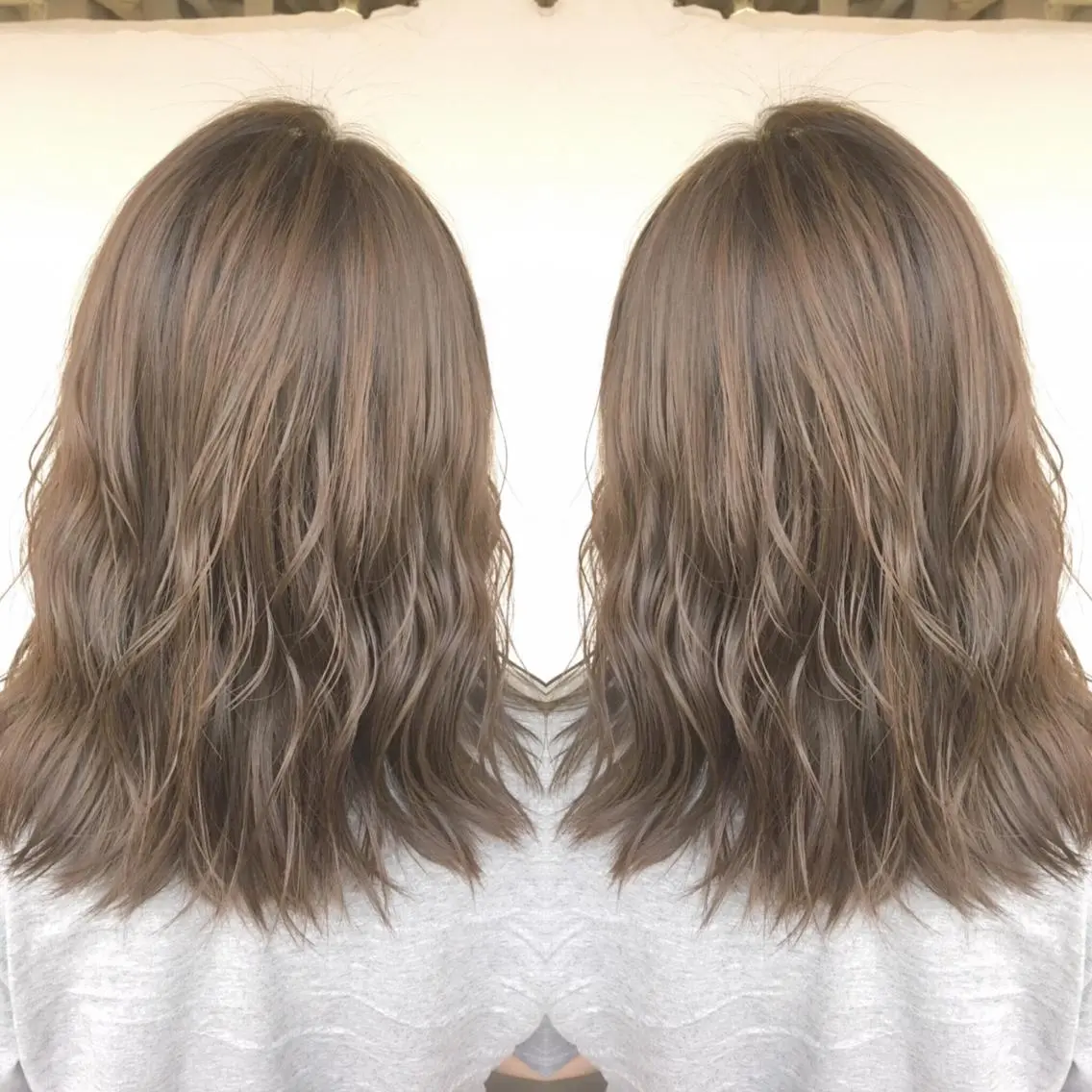 セミロング カラー パーマ ヘアアレンジ ベージュカラー ミルクティーベージュ エグチ アキラのヘアスタイル