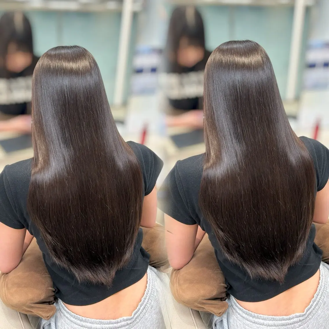 ロング カラー トリートメント カット ヘアカラー トリートメント ヘッドスパ ヘアセット ベージュ/つや/ レイヤー/ゆいなのヘアスタイル