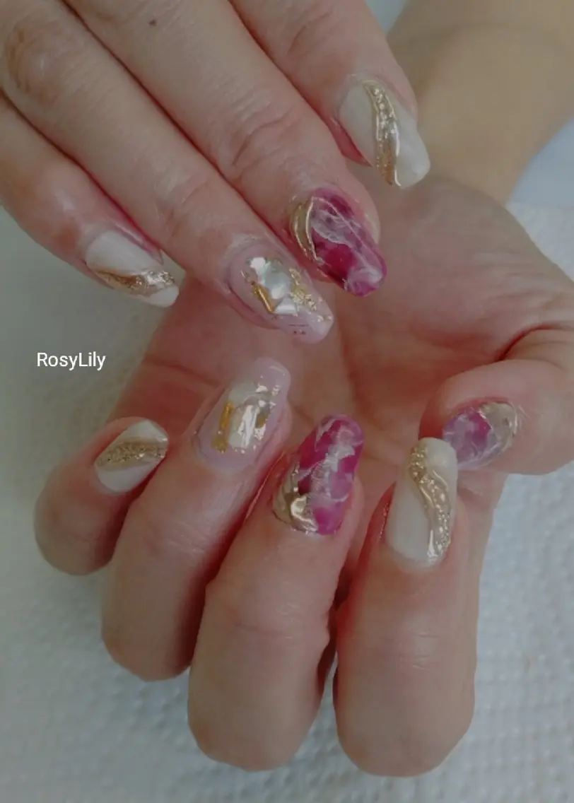 ネイル ミラーネイル 持ち込み プライベートサロン Rosy Lilyのネイルデザイン