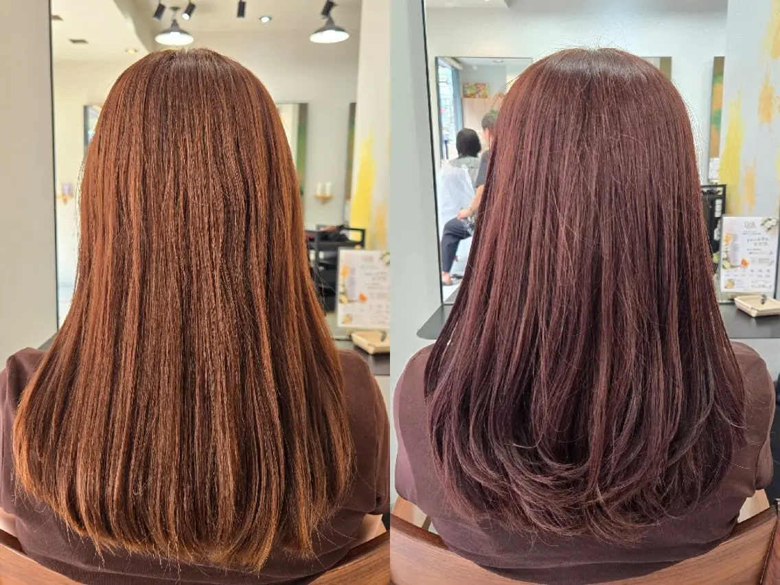 セミロング カラー ブラウンカラー ピンクカラー ピンクブラウン レイヤーカット カット ヘアカラー トリートメント 野村 果音(カノン)のヘアスタイル