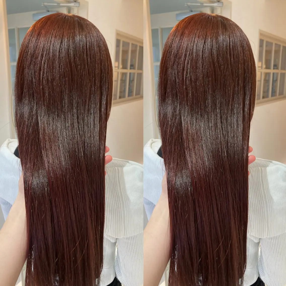 セミロング レッドブラウン み うのヘアスタイル