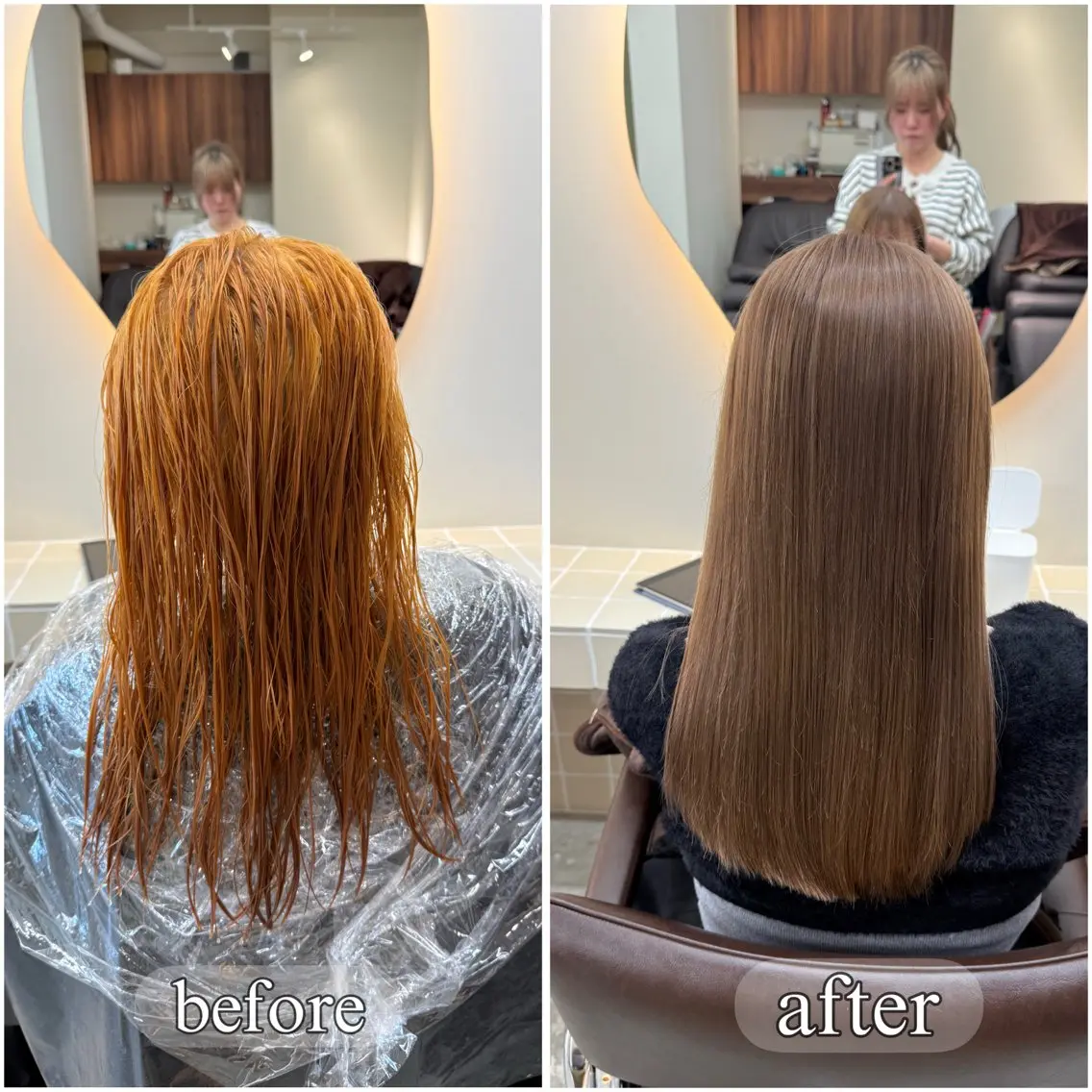 セミロング カラー ブリーチ ヘアカラー トリートメント ヘッドスパ ✨髪質改善矯正× ブリーチ✨YU-KIのヘアスタイル