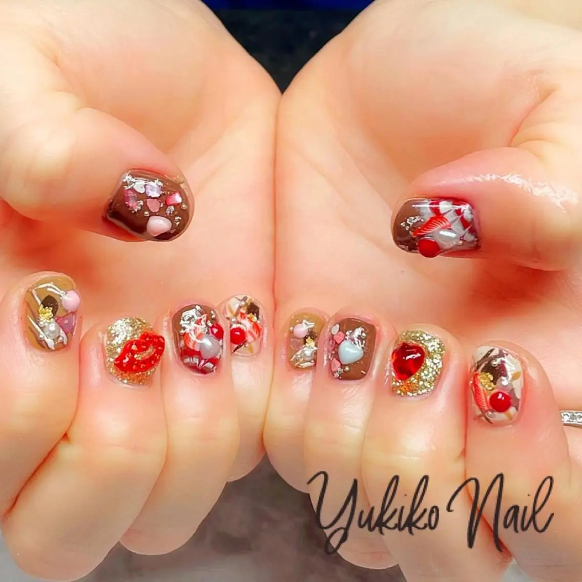 ネイル 持ち込み バレンタイン ハンドネイル ユキコ ネイルのネイルデザイン