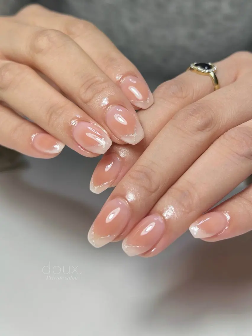 ネイル チークネイル フレンチネイル マグネットネイル ミラーネイル doux. nailのネイルデザイン