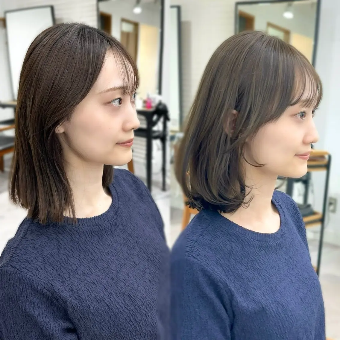 ミディアム カラー パーマ ヘアアレンジ メンズ キッズ カット ヘアカラー 顔まわりで差がつく 🌿大人女性似合わせのヘアスタイル