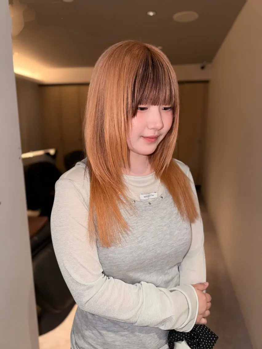 ミディアム カラー ヘアカラー 岡山ハイトーン・ ルーツカラー/こもものヘアスタイル