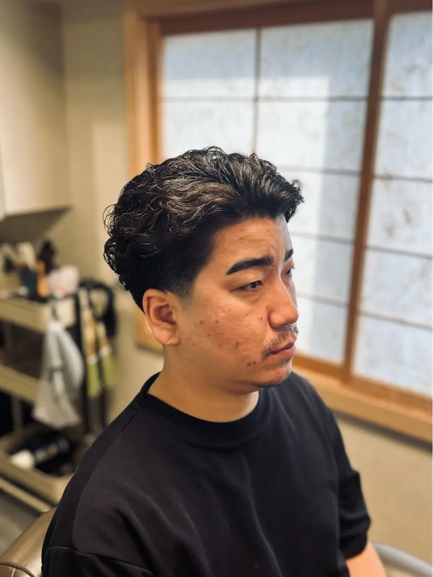 ミディアム パーマ メンズ カット パーマ メンズカット/ 雄大のヘアスタイル