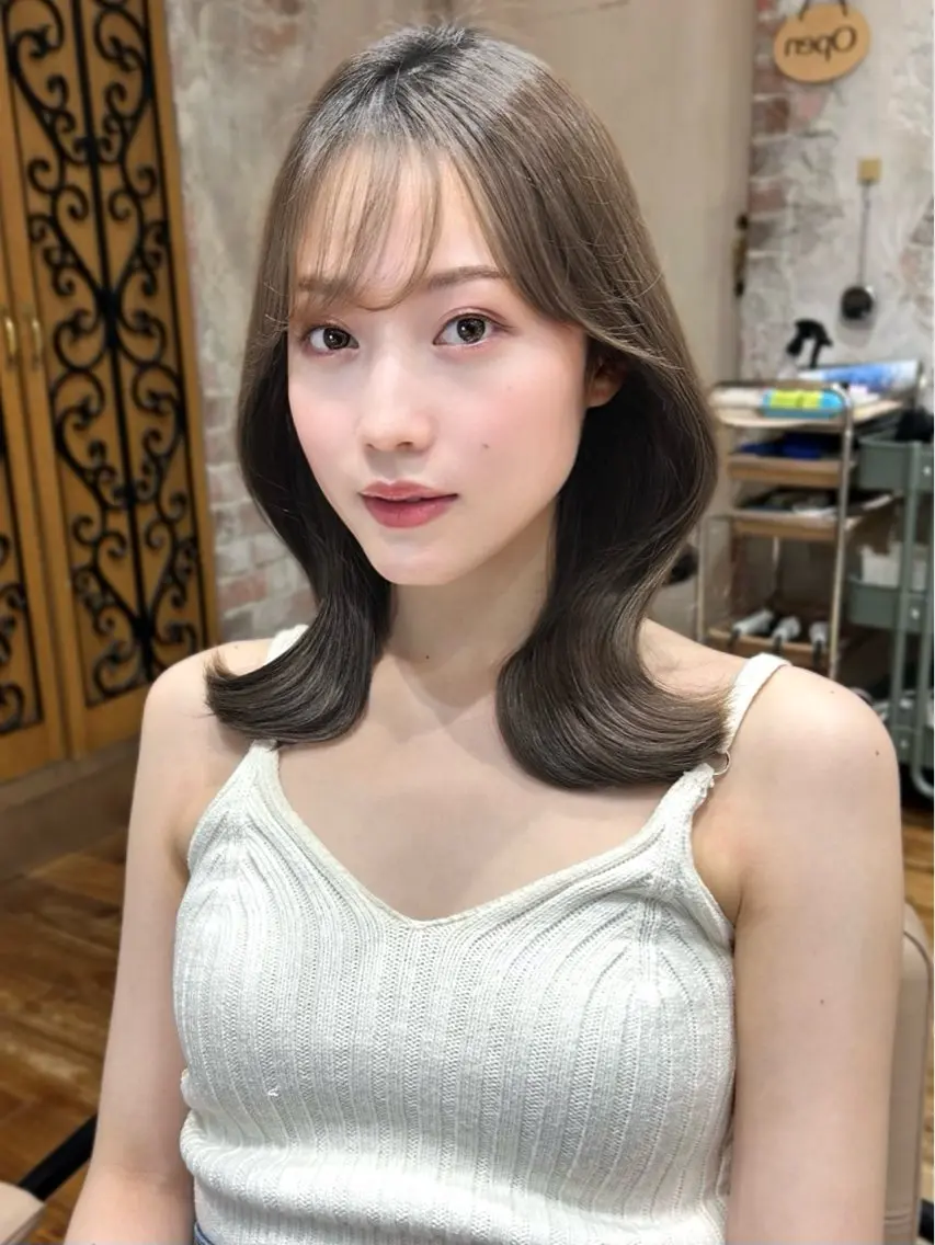 ミディアム 似合わせレイヤー モテカラー🤍三科のヘアスタイル