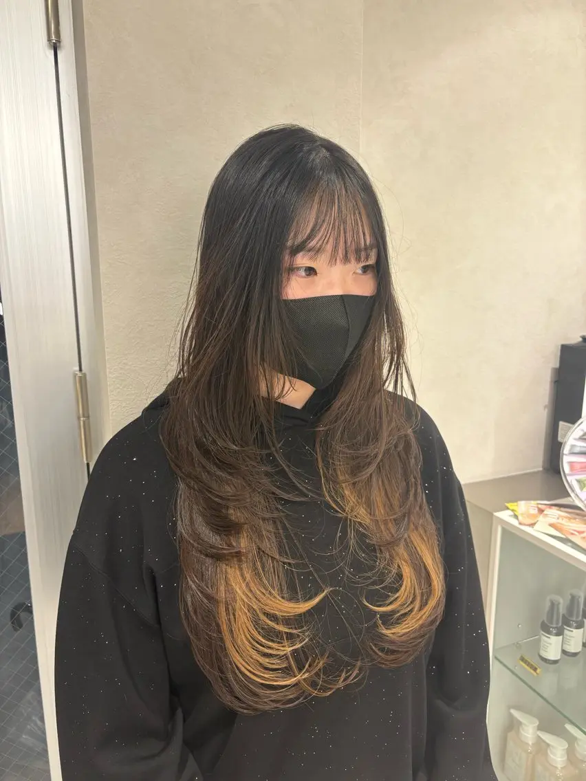 ロング ハッシュカット ハイレイヤー 韓国風ヘア レイヤーカット カット Yuta✂︎ 韓国レイヤー🪽のヘアスタイル