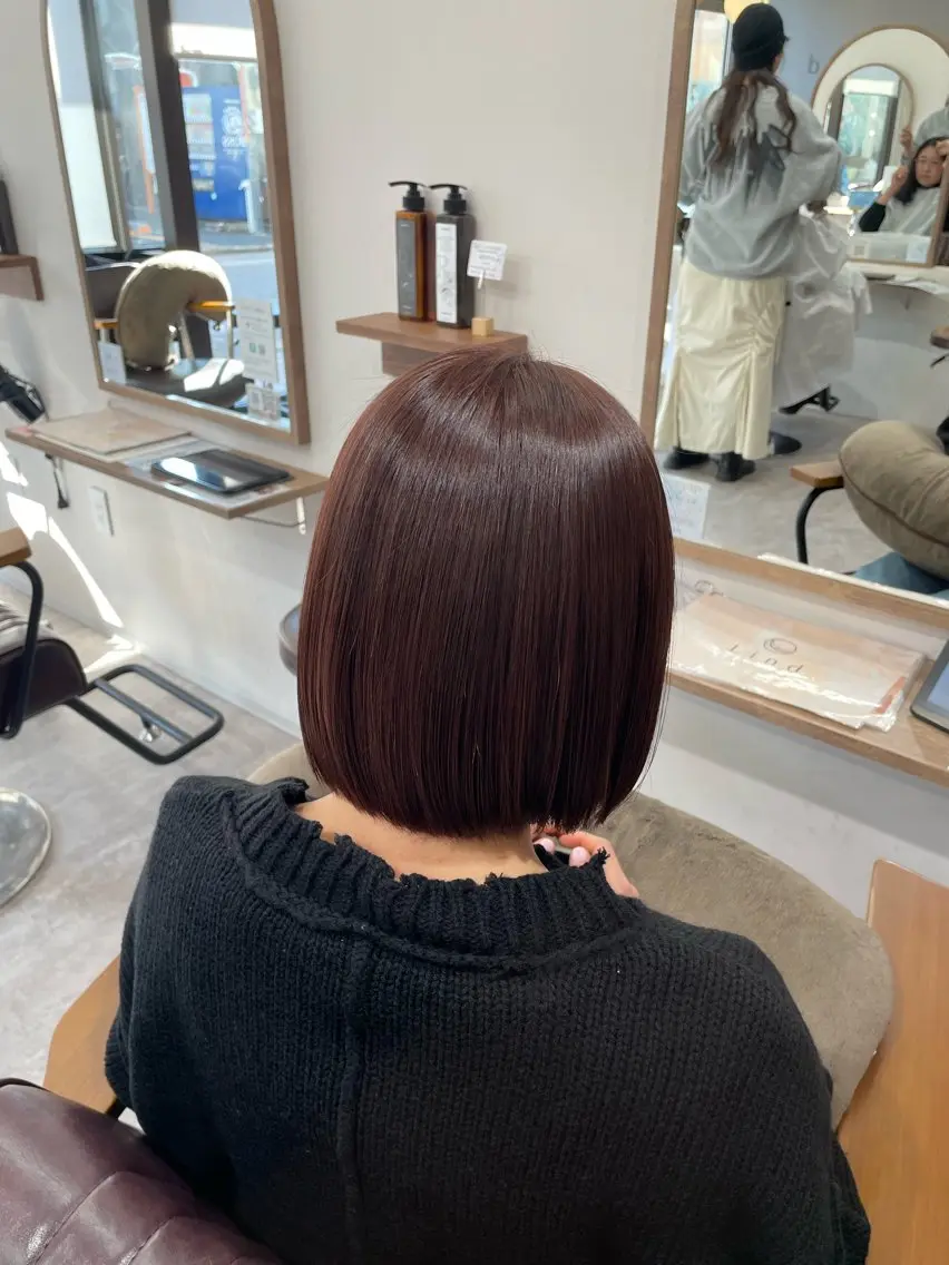 ショート カラー ブラウンカラー ピンクカラー ピンクブラウン ボブ カット ヘアカラー トリートメント 森田 亜海のヘアスタイル