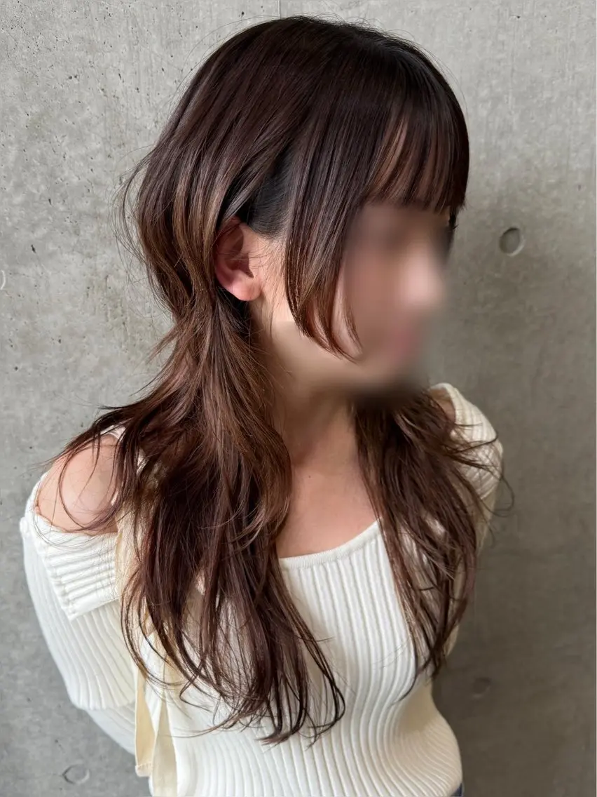 ロング 韓国風ヘア レイヤーカット カット 韓国タッセルカット レイヤーカットのヘアスタイル