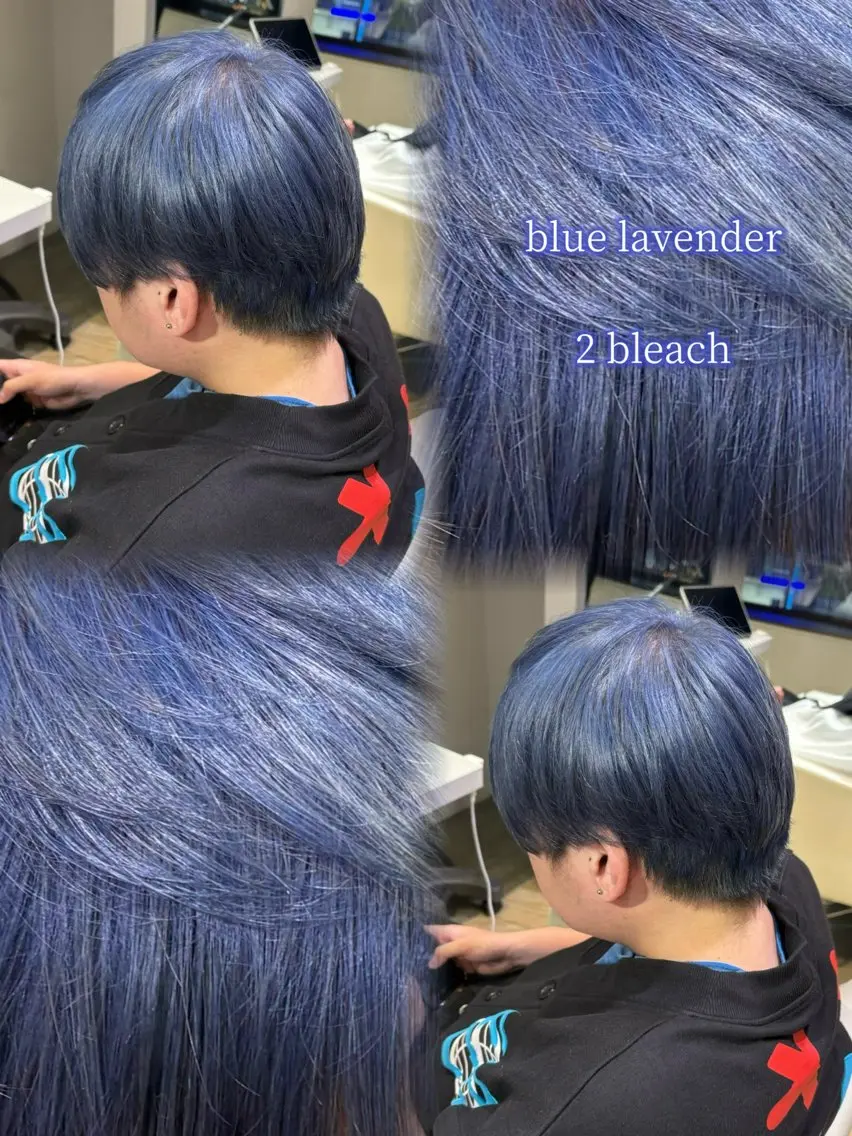 カラー メンズ ヘアカラー ハイトーン×推し カラー💫Miyuのヘアスタイル