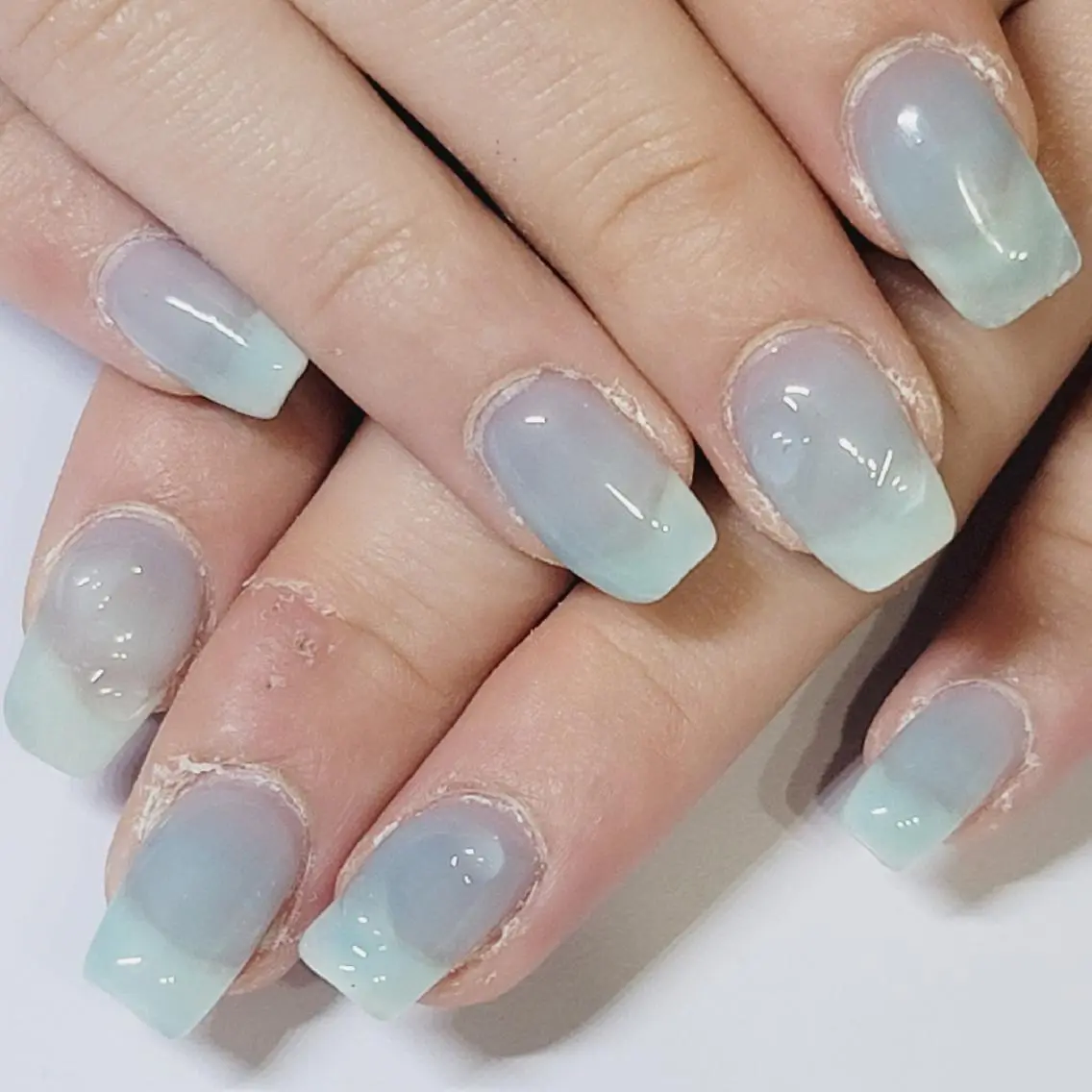 ネイル ブルー クリアネイル ワンカラーネイル パステルネイル ハンドネイル よしだ ひろきのネイルデザイン