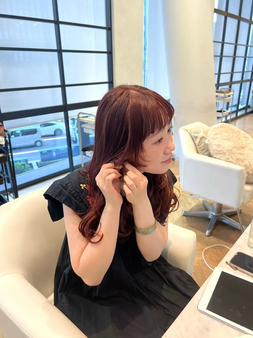 セミロング カラー オレンジ カット ヘアカラー 似合わせ/レイヤー 💟SAEのヘアスタイル