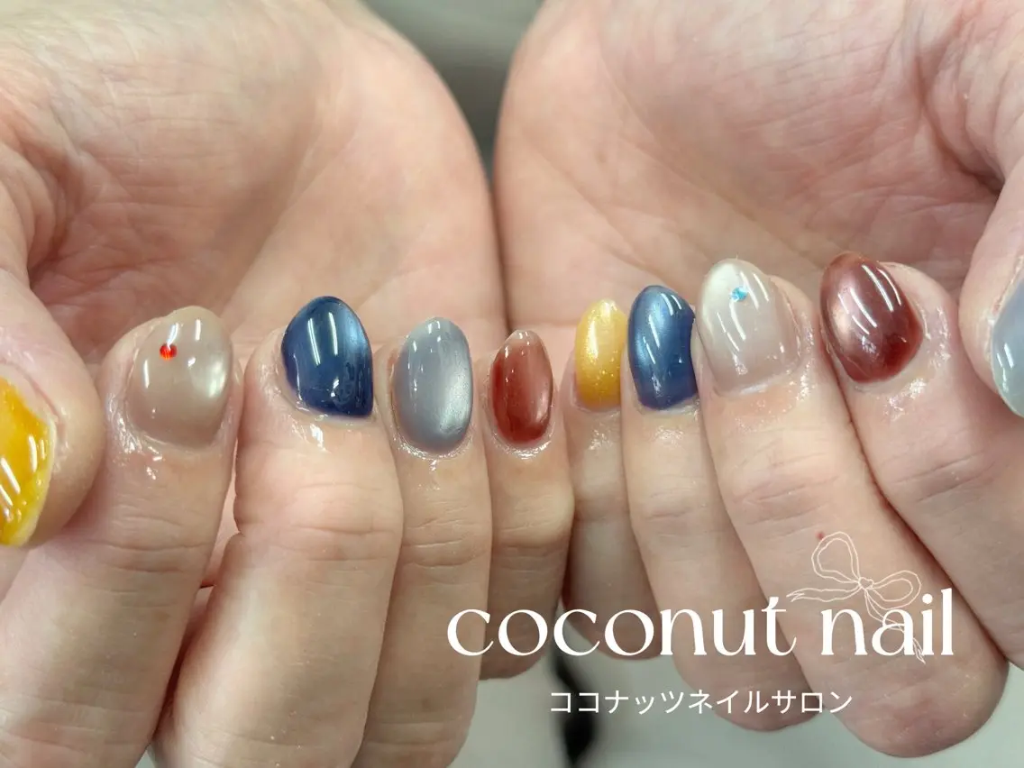 ネイル フットネイル フレンチネイル ジェルネイル マグネットネイル ミラーネイル ハンドネイル 神田 ココナッツのネイルデザイン