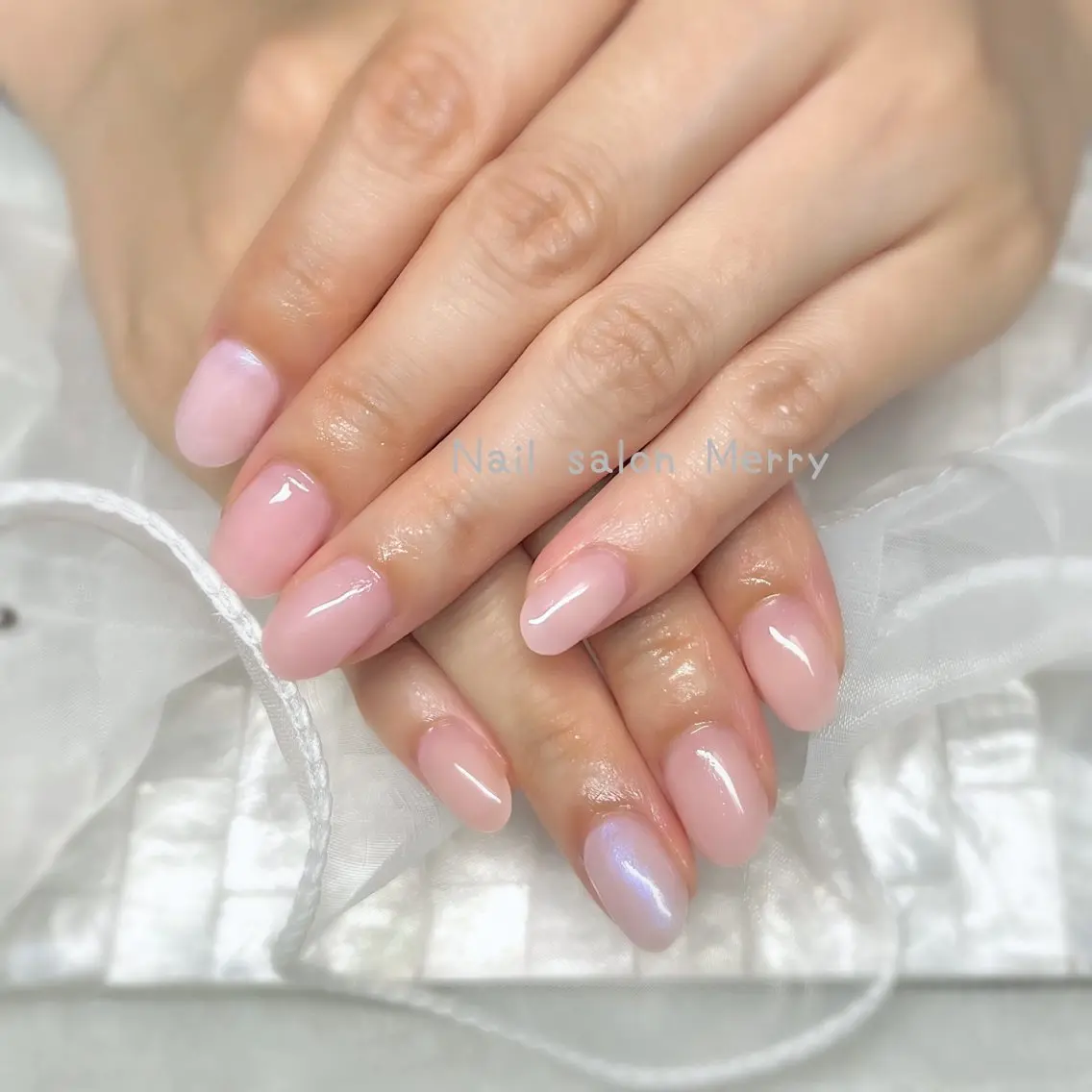 ネイル ブルー ピンク ハンドネイル Nail salon Merryのネイルデザイン