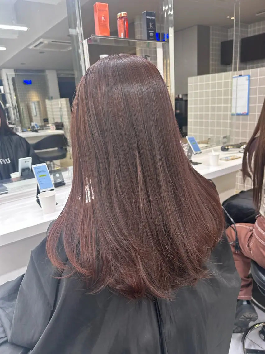 ロング カラー パーマ ヘアアレンジ メンズ キッズ ブリーチなしカラー/ ブラウン/レイヤーのヘアスタイル
