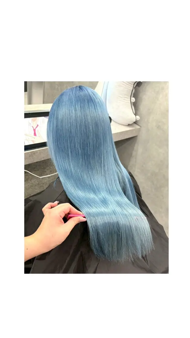 カラー ブリーチ ブルーカラー ケアブリーチ ヘアカラー Yoshiいろあそび 八王子/ハイトーンのヘアスタイル