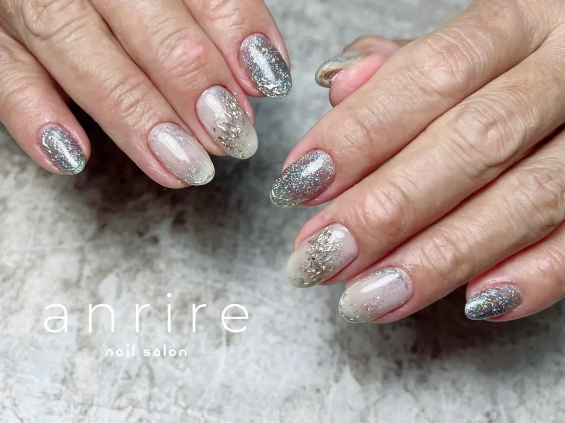 ネイル ブルー フラッシュネイル ジェルネイル キラキラネイル ミラーネイル ハンドネイル nailsalon anrireのネイルデザイン