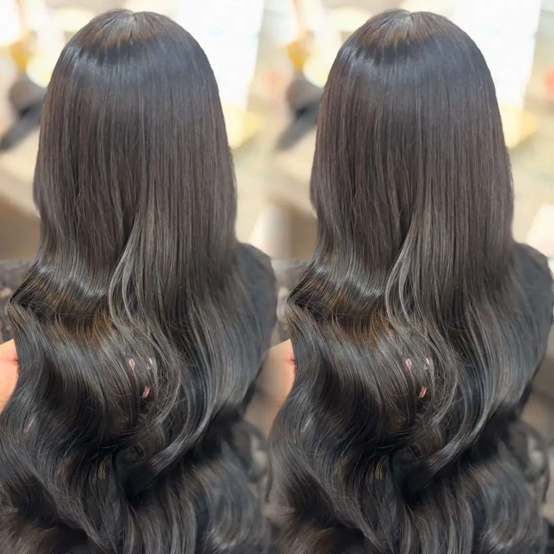 ロング カラー アッシュ アッシュグレー 似合わせカット ヘアカラー 🐈‍⬛momo🐾 ブリーチ・Wカラーのヘアスタイル