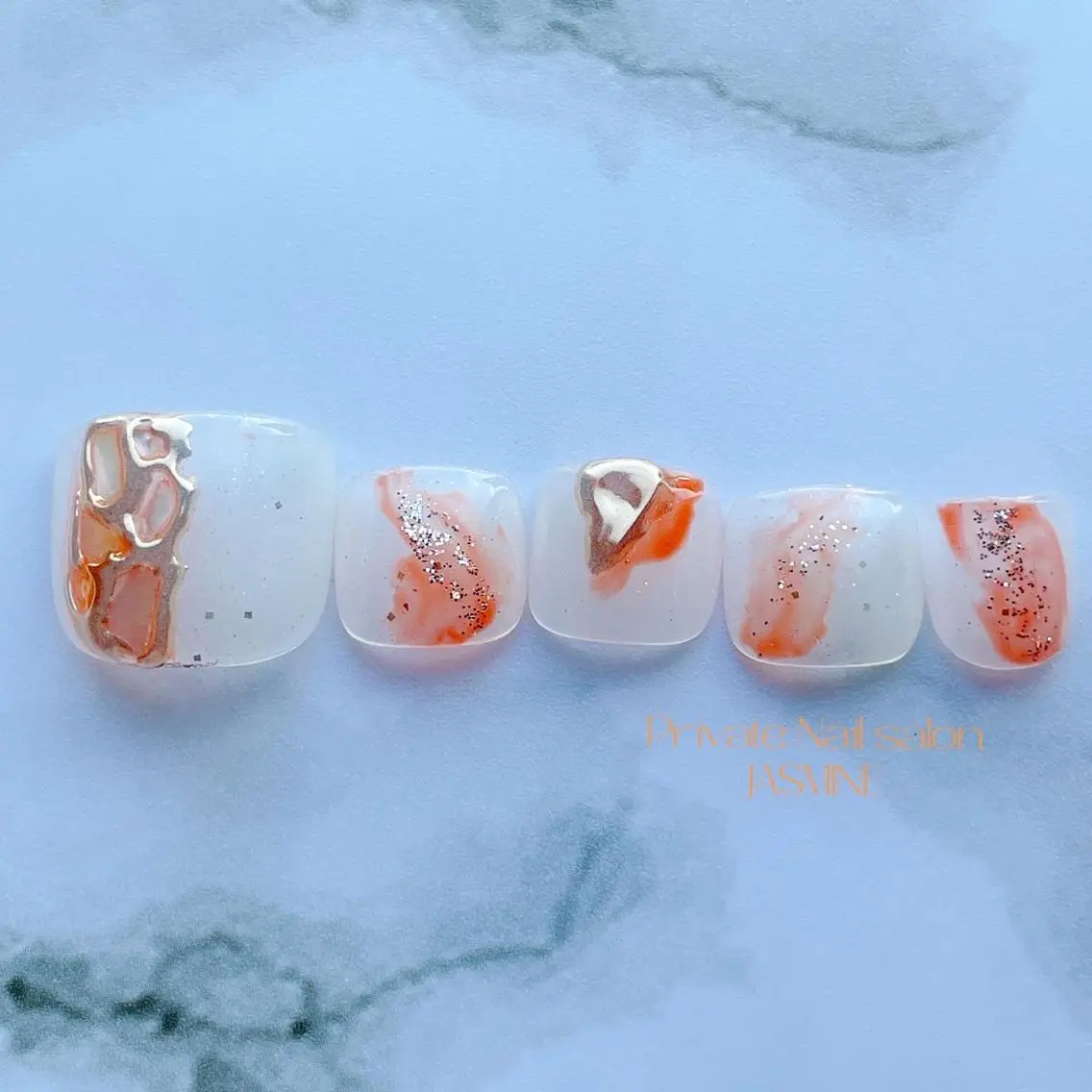 ネイル フットネイル ミラーネイル フットネイル Nail salon JASMINEのネイルデザイン