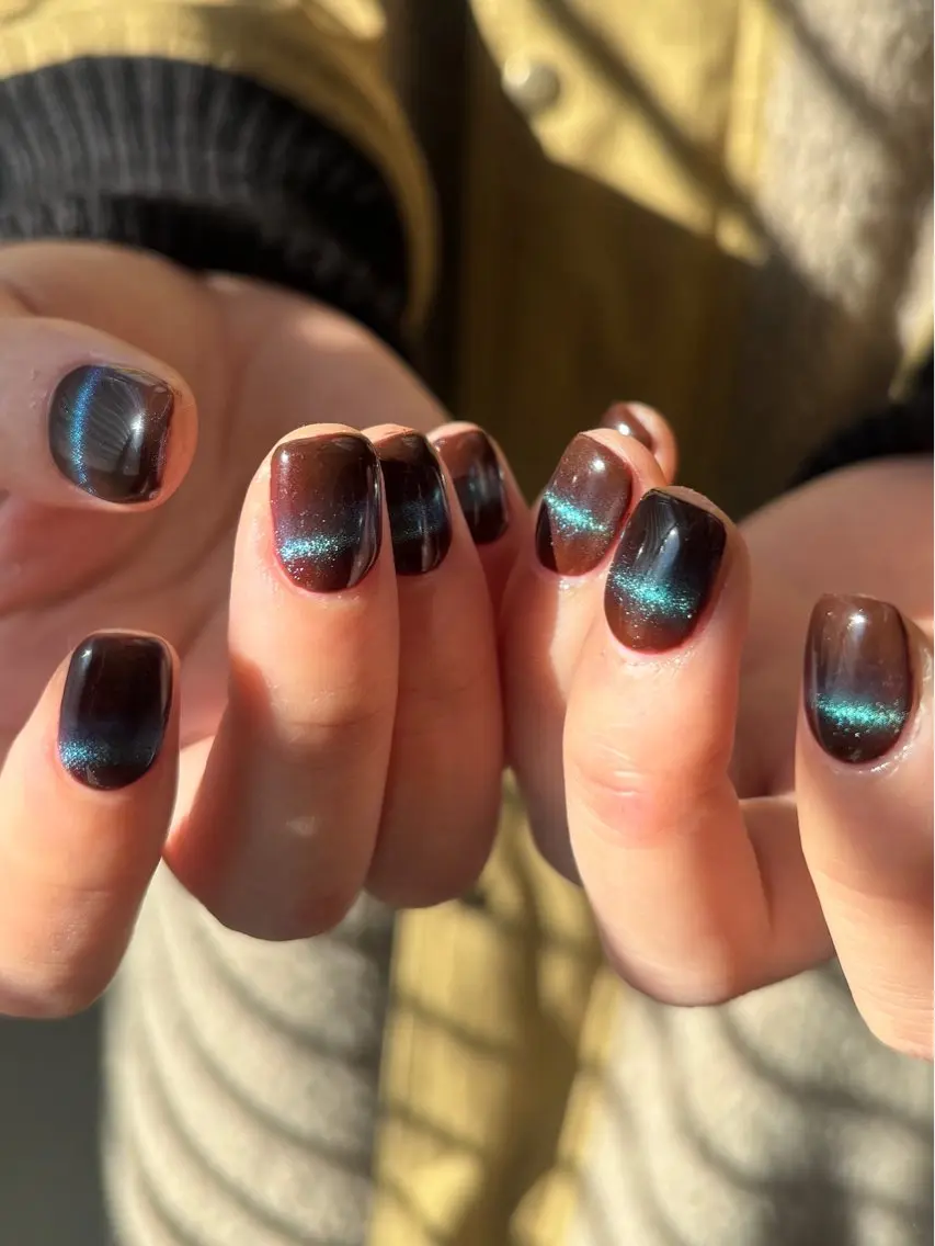 ネイル ブルー ボルドー マグネットネイル ハンドネイル chika / nailのネイルデザイン
