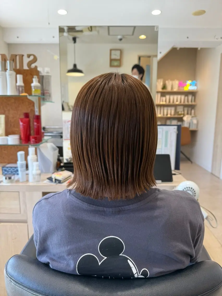 ショート 切りっぱなしボブ ボブ カット ヘッドスパ 金子 彩心のヘアスタイル
