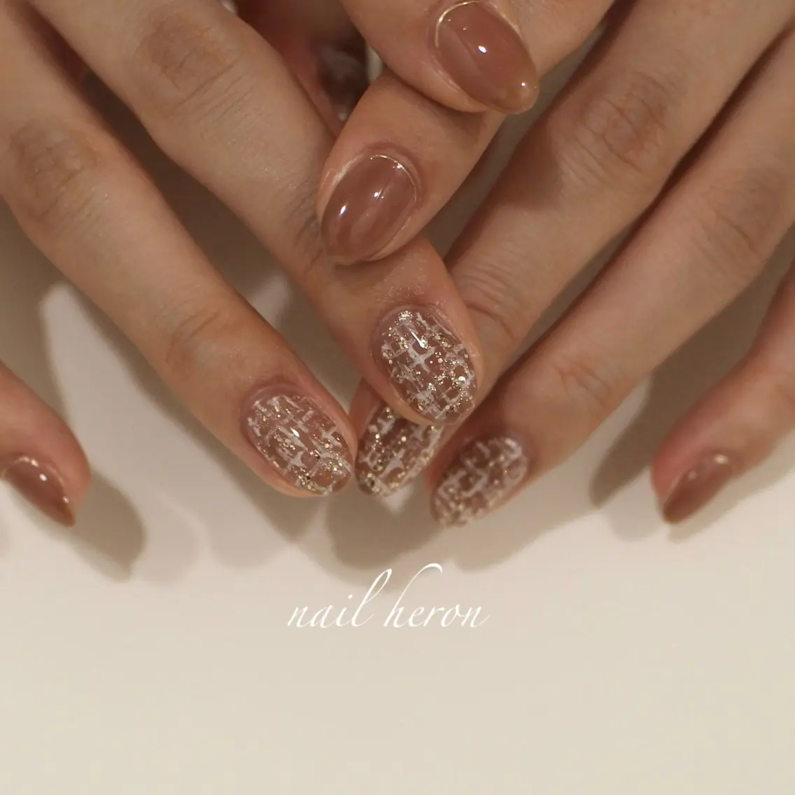 ネイル ツイードネイル ハンドネイル saki_ nail heronのネイルデザイン