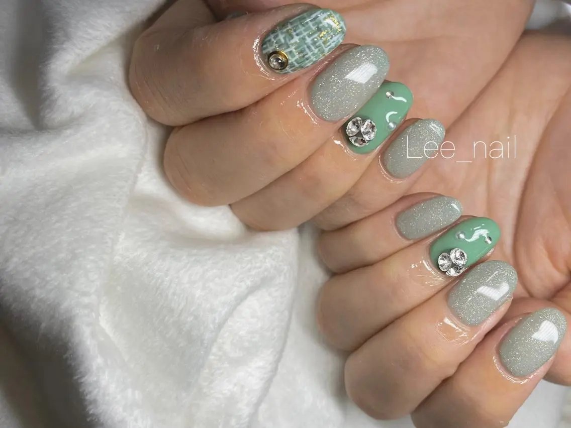 ネイル ツイードネイル ハンドネイル Lee_ nailのネイルデザイン