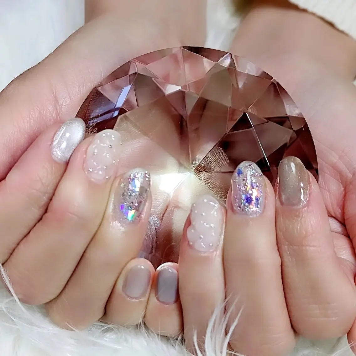 ネイル マグネットネイル ニュアンスネイル 冬ネイル クリスマス m&pPrivate nailsalonのネイルデザイン