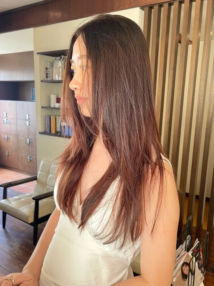 ロング カラー ブラウンカラー ラベンダーカラー カット ヘアカラー トリートメント 田室 和幸のヘアスタイル