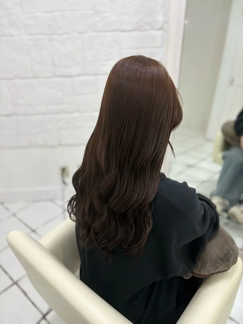 ロング カラー ブリーチ ブラウンカラー 透明感カラー ダブルカラー ブリーチなしカラー カット 阿部 渓太のヘアスタイル