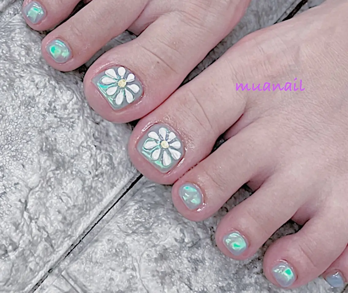 ネイル ブルー フットネイル 春ネイル フットネイル mua nail mikiのネイルデザイン