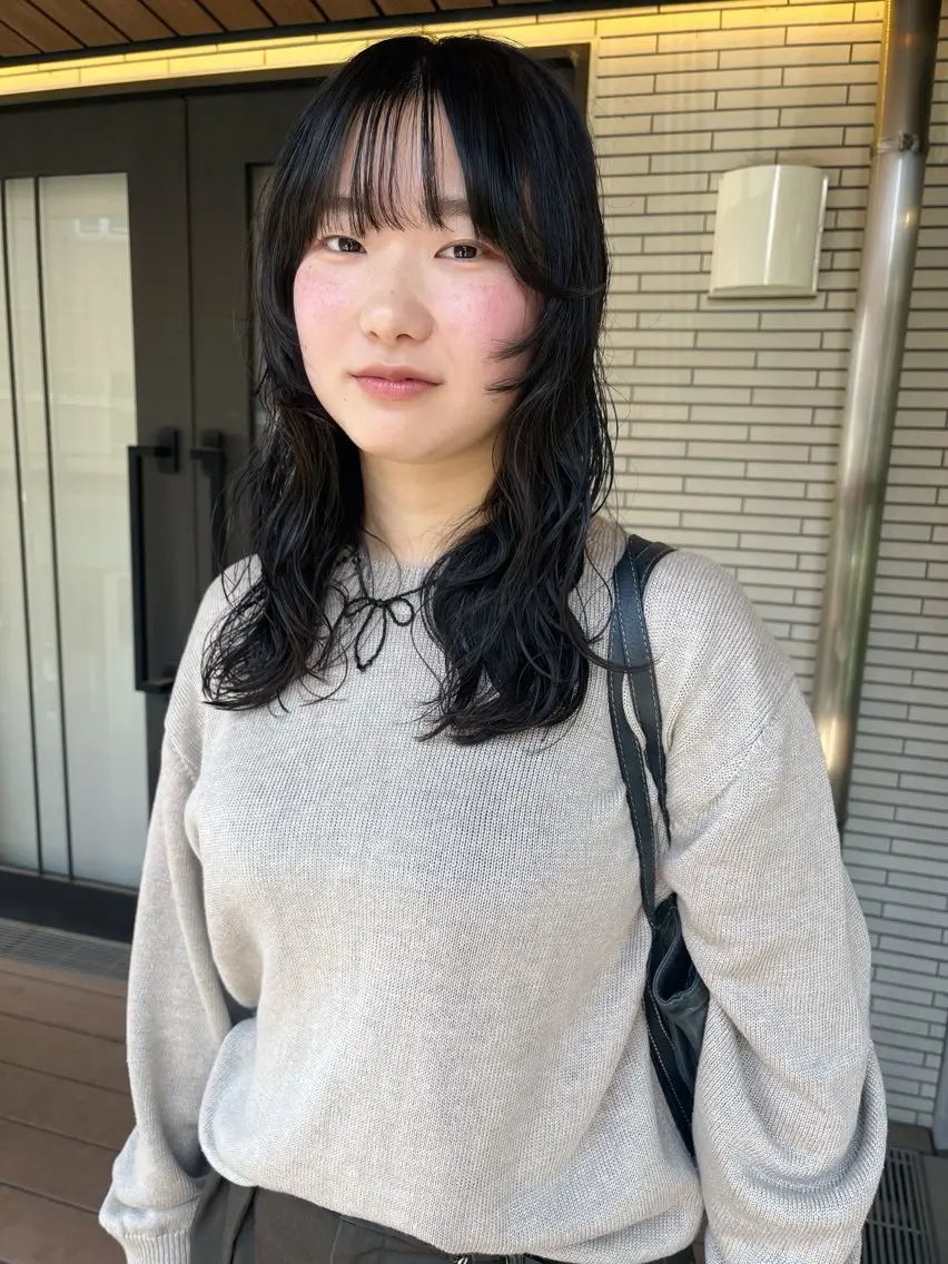 ミディアム パーマ カット 暖色/パーマ 🌼クニトウメイのヘアスタイル
