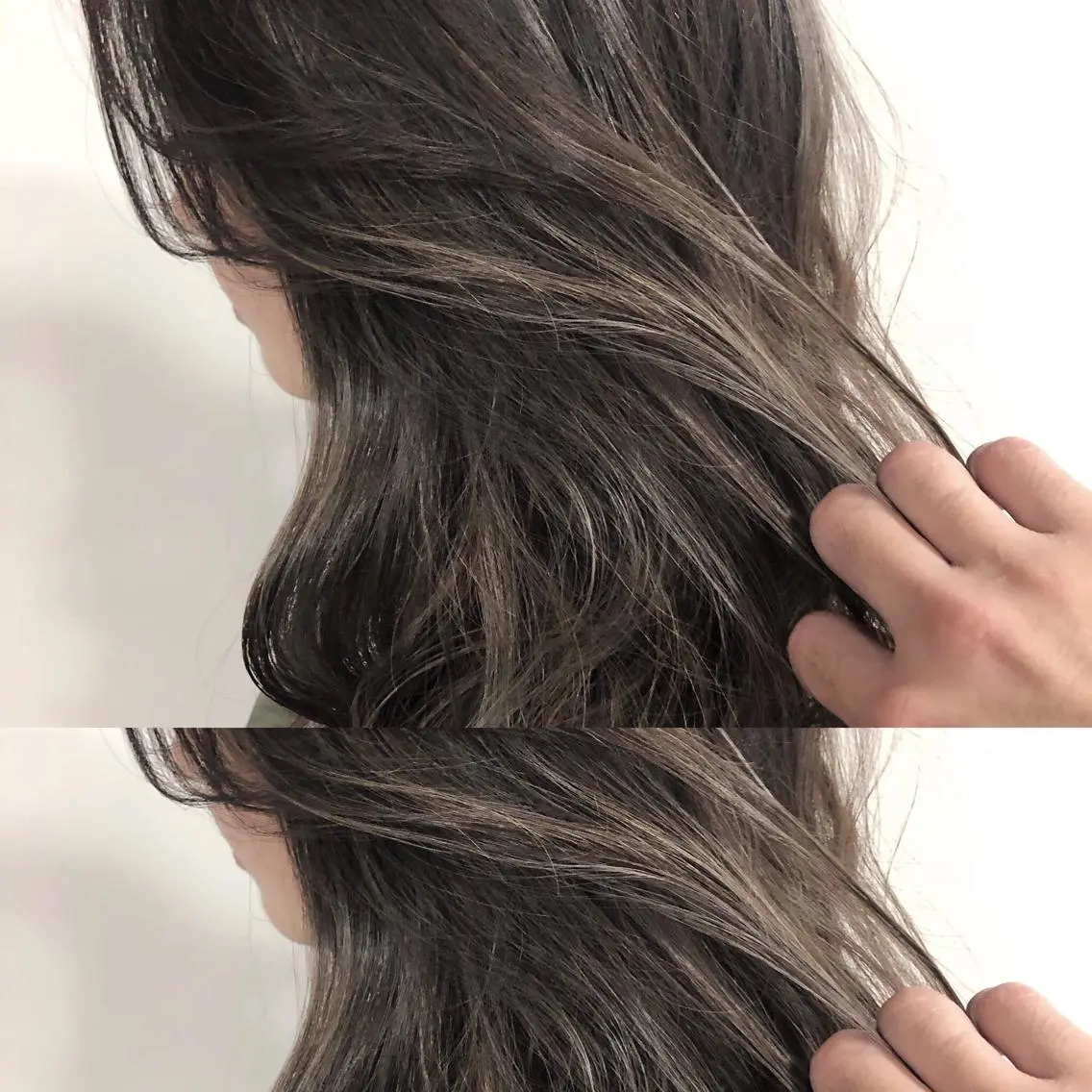 セミロング カラー ヘアアレンジ ネイル マツエク・マツパ セミロングパーマ アッシュ バレイヤージュ ベージュカラー 透明感カラー 夜23時まで予約🉑 reverieあきらのヘアスタイル