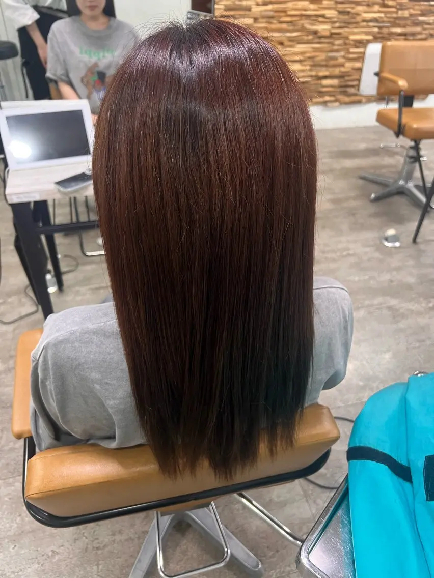ミディアム カラー ✨️カラー＆縮毛 モデルYUUNA✨️のヘアスタイル