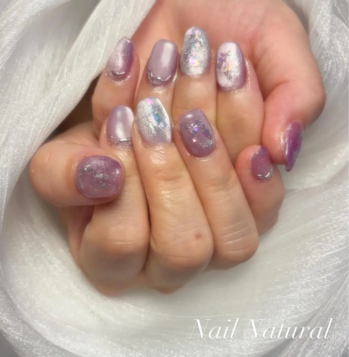 ネイル フラッシュネイル フットネイル フレンチネイル ジェルネイル ガラスフレンチ ハンドネイル Nail salon Natulalのネイルデザイン