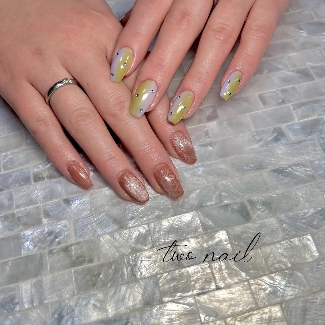 ネイル アートネイル フットネイル ハート マグネットネイル ニュアンスネイル two nailのネイルデザイン
