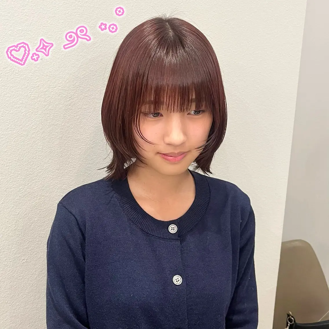 ミディアム カット ヘアカラー 顔周り/ガーリー /ヘアメ/あつはのヘアスタイル