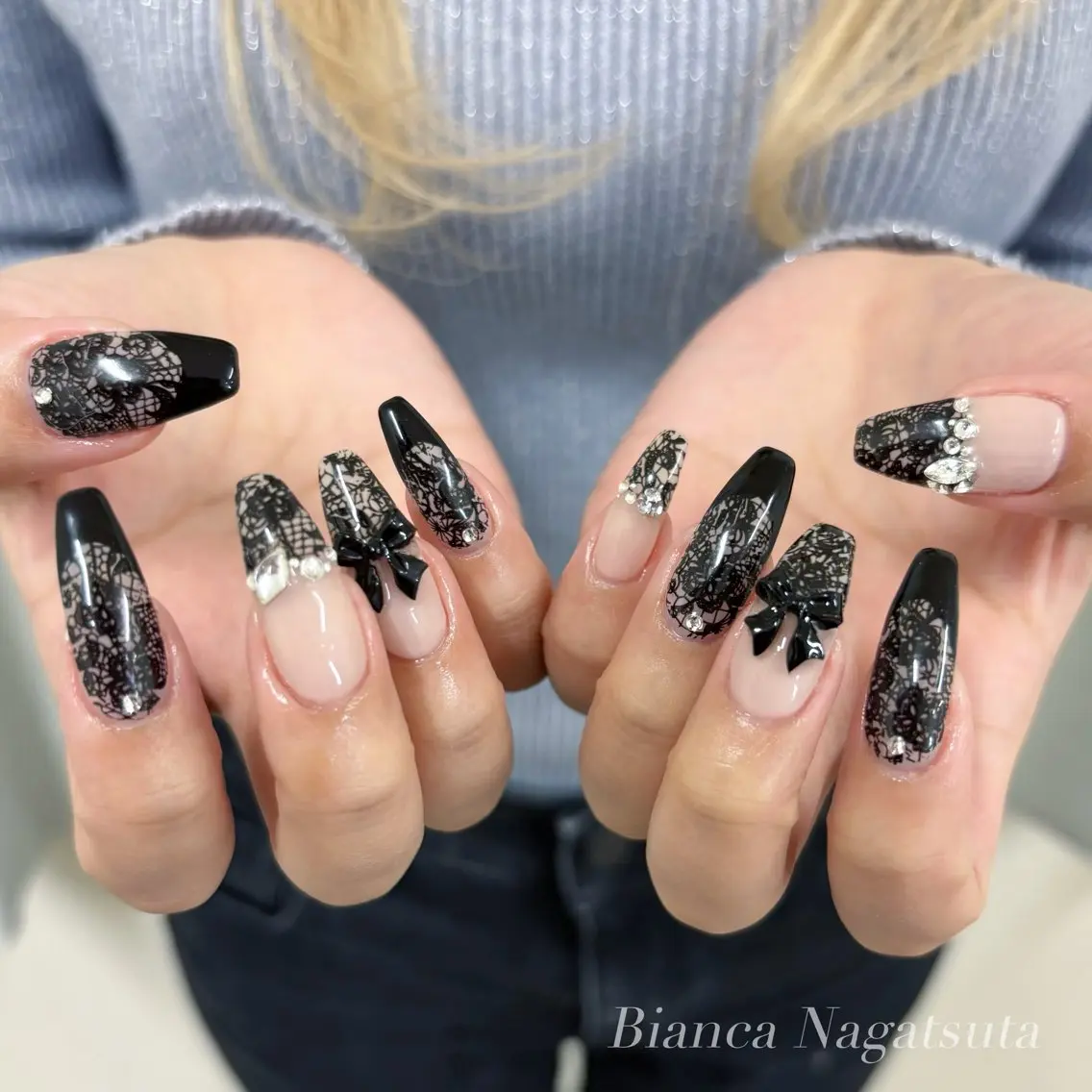 ネイル ハンドネイル Bianca長津田 Mukae⋆.✶🖤のネイルデザイン