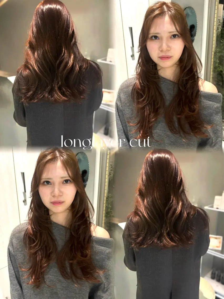 ロング レイヤーカット カット ヘアカラー まお♡レイヤーカット ×色っぽstyleのヘアスタイル