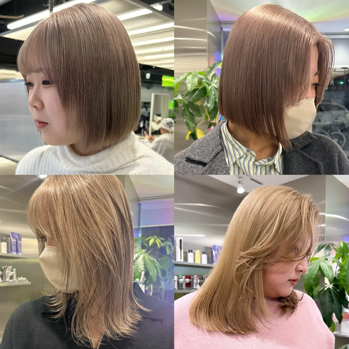 カラー ブリーチ ケアブリーチ 透明感カラー ハイトーンカラー イルミナカラー メンズウルフ/ボブ パーマ/くるみのヘアスタイル