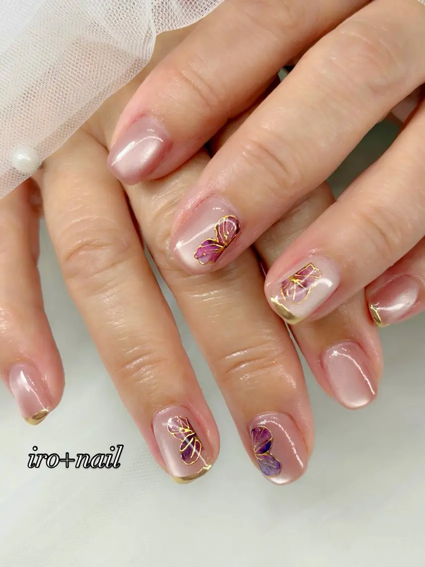 ネイル フラワーネイル マグネットネイル ピンク ハンドネイル iro+ nailのネイルデザイン